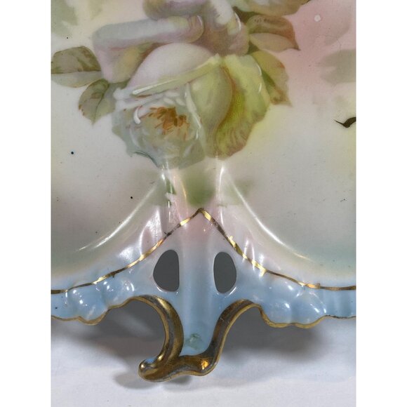 Vintage Royal Rudolstadt Prussia Hand Painted Clover Dish Vanity Trinket Porcela - Picture 5 of 9